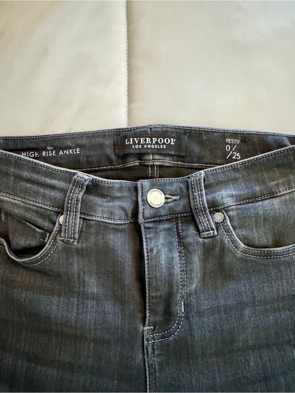 Liverpool Jeans Company High-Rise Ankle Jeans - Charcoal Gray